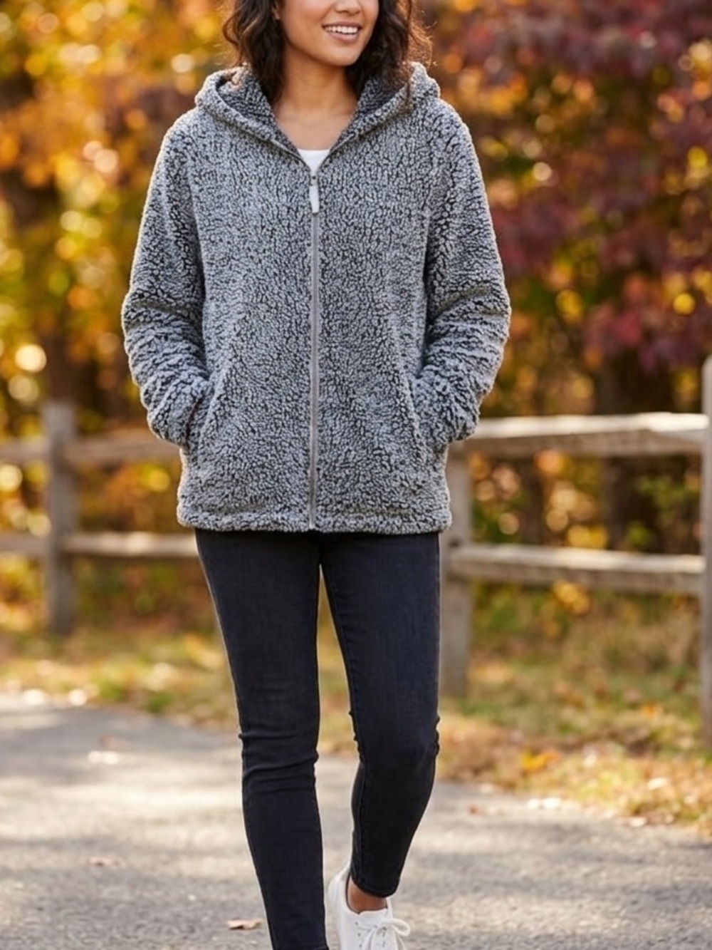 🔥$10 FINAL PRICE🔥 SO Plush Sherpa Full Zip Hooded Fleece Jacket Gray💛